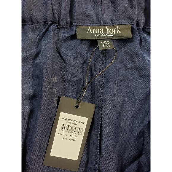 Arna York Pants Sz 22 Womens Blue Ladies Stretch Shiloh Ruched Cargo Pull On NWT - Picture 3 of 12